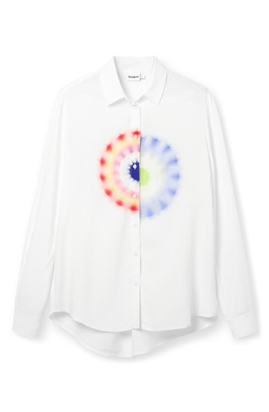 Shop Desigual Cam Ohm Graphic Button-up Shirt In White