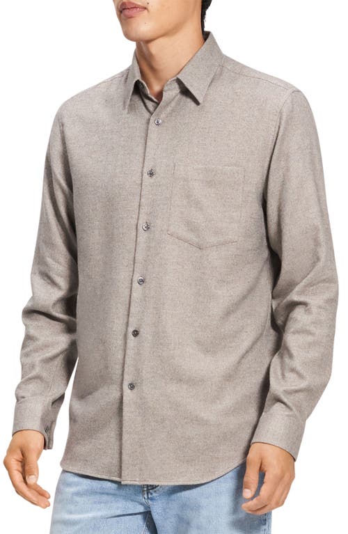 Shop Theory Irving Twill Button-up Shirt In Taupe Mlge