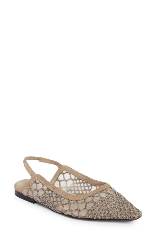Brunello Cucinelli Pointed-toe Ballerina Shoes In Silver