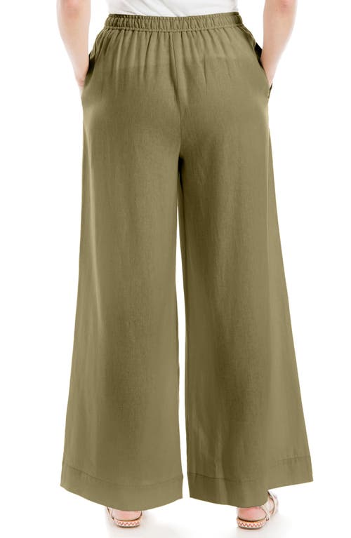 Shop Max Studio Linen Blend Pants In Olive-55l/45r