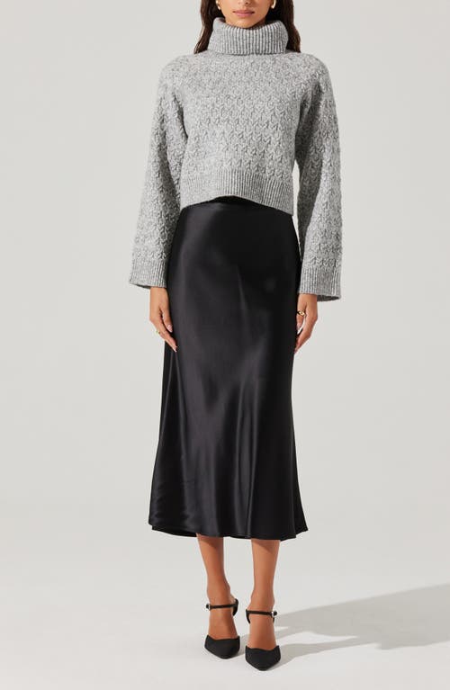 Shop Astr The Label Textured Stitch Crop Turtleneck Sweater In Heather Grey