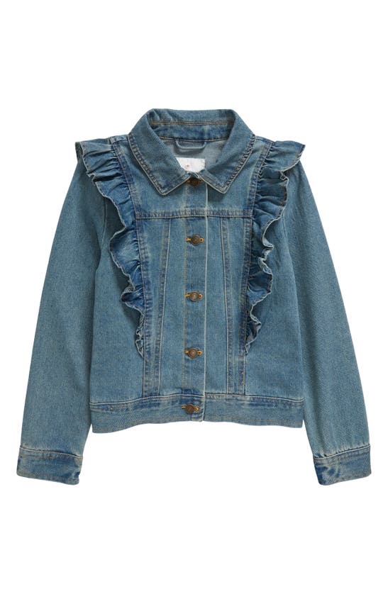 Urban Republic Kids' Ruffle Cotton Denim Jacket In Blue