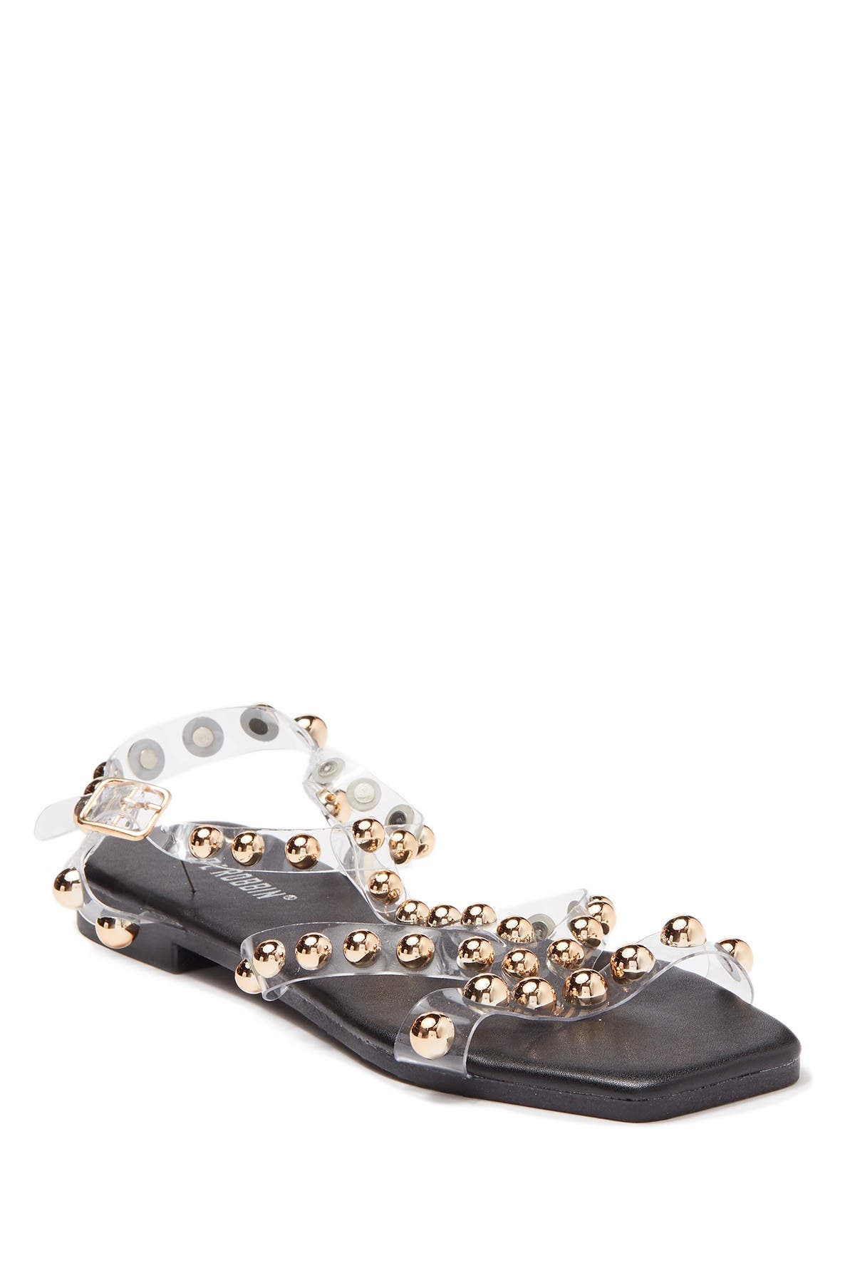 clear studded flat sandals