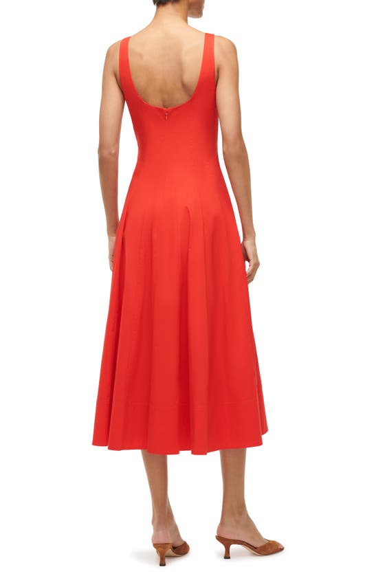 Shop Staud Wells Square Neck Stretch Cotton Dress In Red Rose