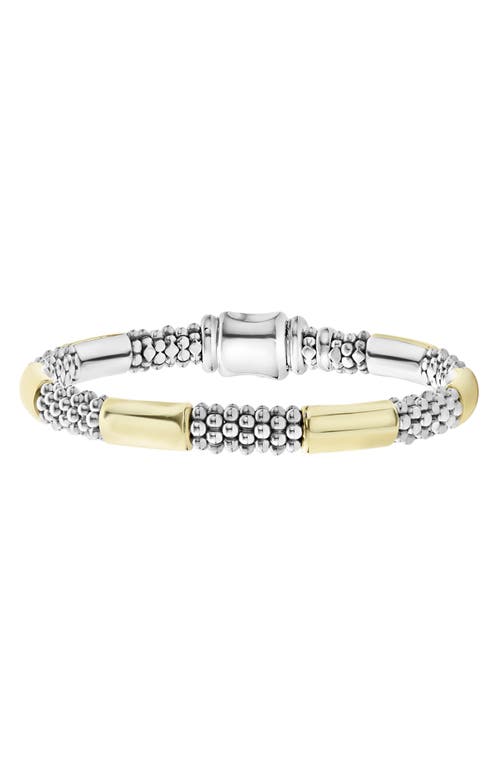 Shop Lagos Signature Caviar High Bar Rope Bracelet In Silver/gold