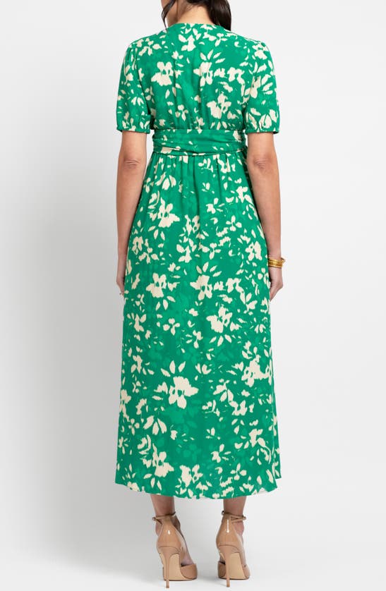 Shop Seraphine Floral Tie Waist Maternity/nursing Midi Dress In Green Print