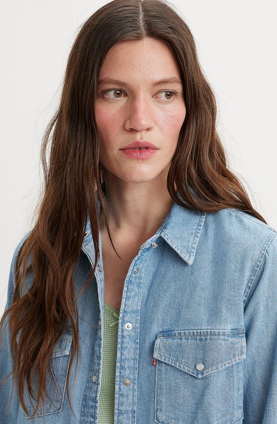 Shop Levi's Iconic Western Snap-up Shirt In Old 517 Blue 2