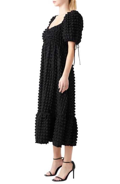 Endless Rose Texture Puff Sleeve Maxi Dress In Black
