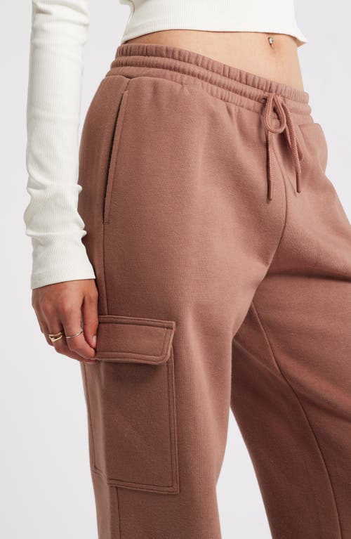 Shop Bp. Elastic Waist Wide Leg Fleece Cargo Pants In Brown Topaz