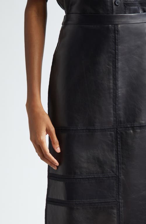 Shop Lafayette 148 New York Block Panel Lambskin Leather Skirt In Black