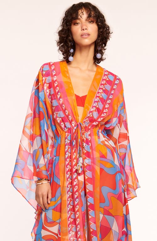 Shop Ramy Brook Phebe Print Cover-up Maxi Dress In Apricot Multi