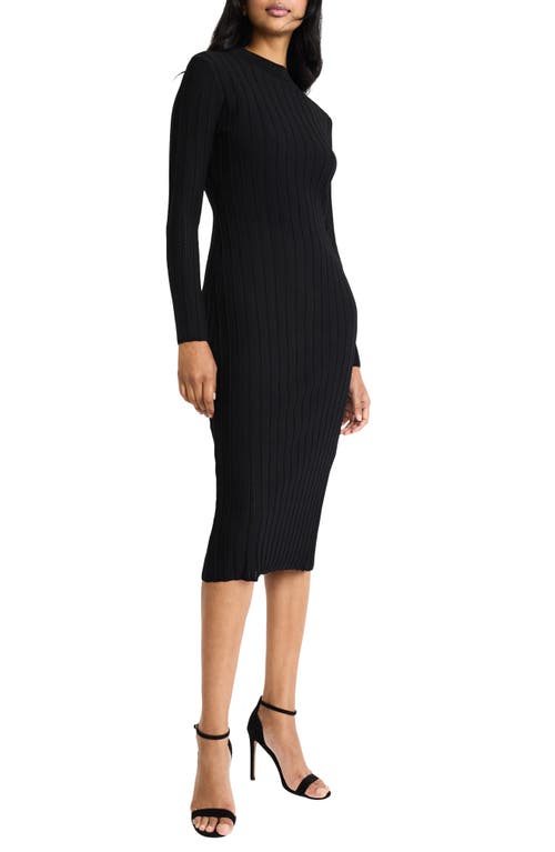 Shop Maggy London Long Sleeve Midi Sweater Dress In Black