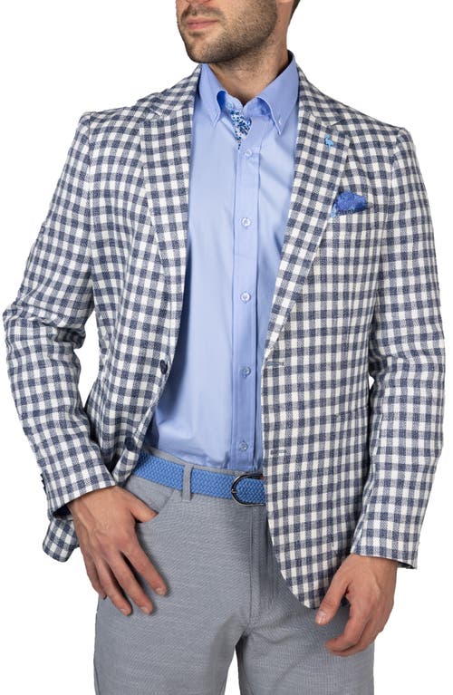 Tailorbyrd Textured Check Sport Coat In Ecru/navy