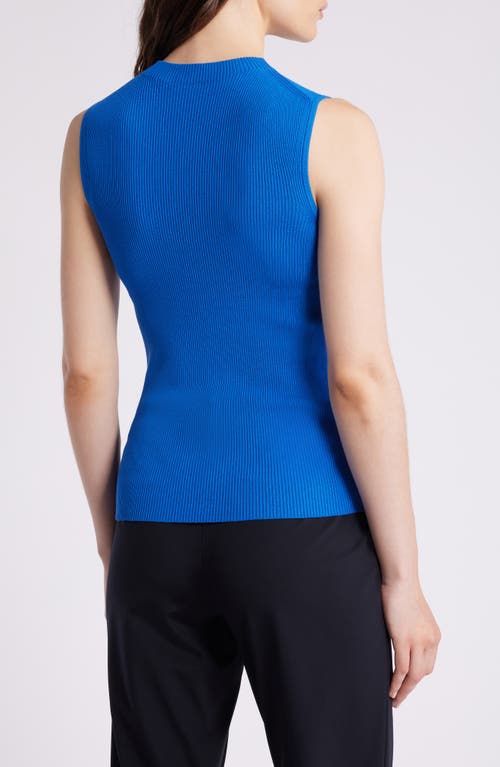 Shop Hugo Boss Boss Feskies Crewneck Sleeveless Rib Sweater In Sonic Blue