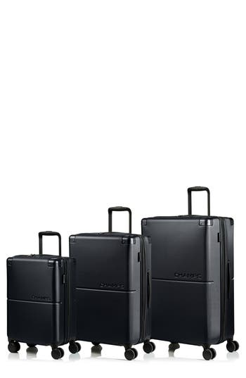 Champs Earth 3-piece Wheeled Luggage Set In Black