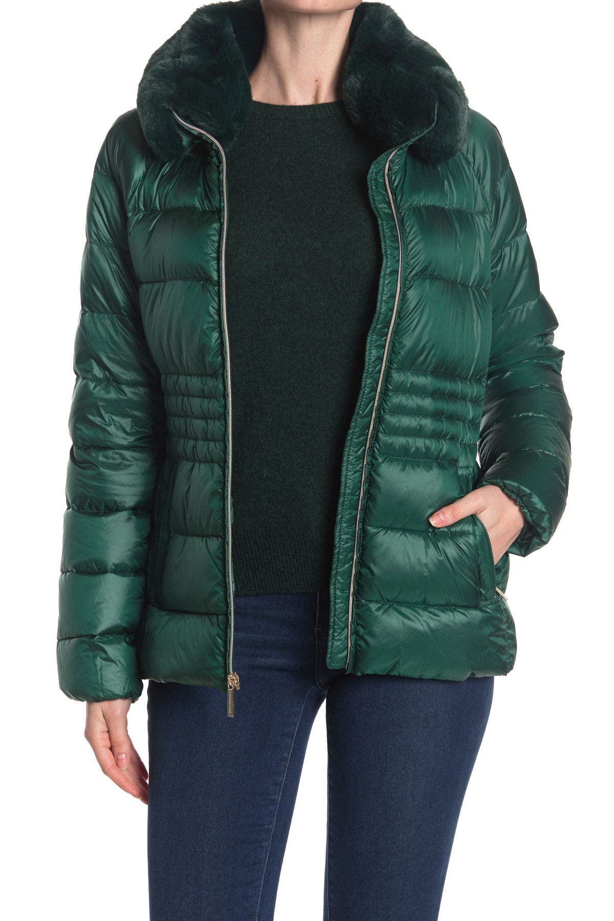 michael kors quilted down and faux fur puffer jacket