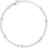GLAZE JEWELRY Cubic Zirconia Station Curb Chain Bracelet