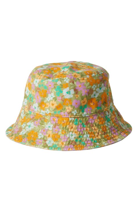 Womens Bucket Hat Yellow Mighty Fine All Over Flowers Sunshine Corduroy