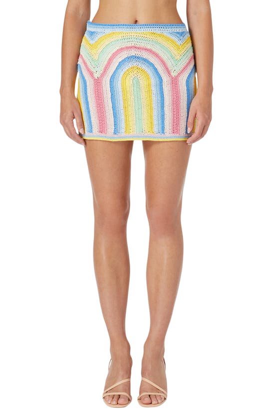 Casablanca Gradient Crochet Arch Knit Mini Skirt In Pastel Multi