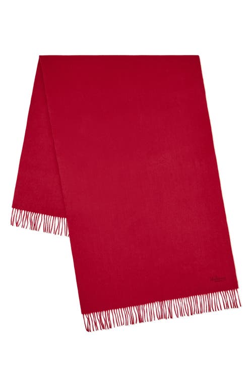 Mulberry Embroidered Logo Merino Wool Scarf in Scarlet Red 