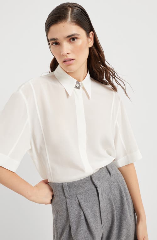 Shop Brunello Cucinelli Crêpe De Chine Shirt In White