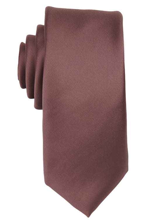 Shop Brooklyn Brigade Solid Satin X-long Tie In Dark Mauve