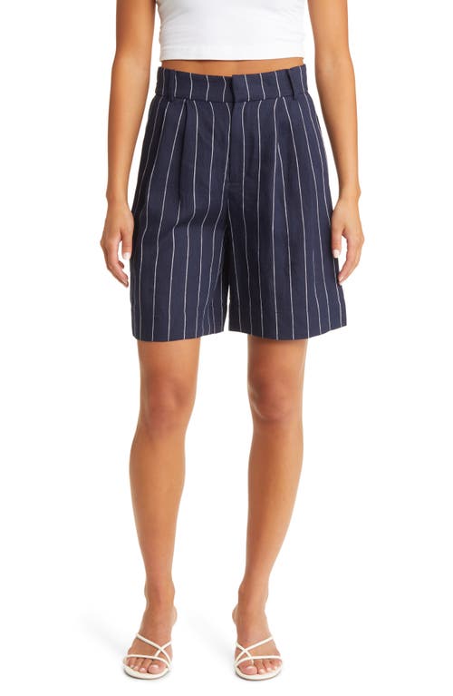 Sophie Rue Frances Linen Suit Shorts Navy White Stripe at Nordstrom,