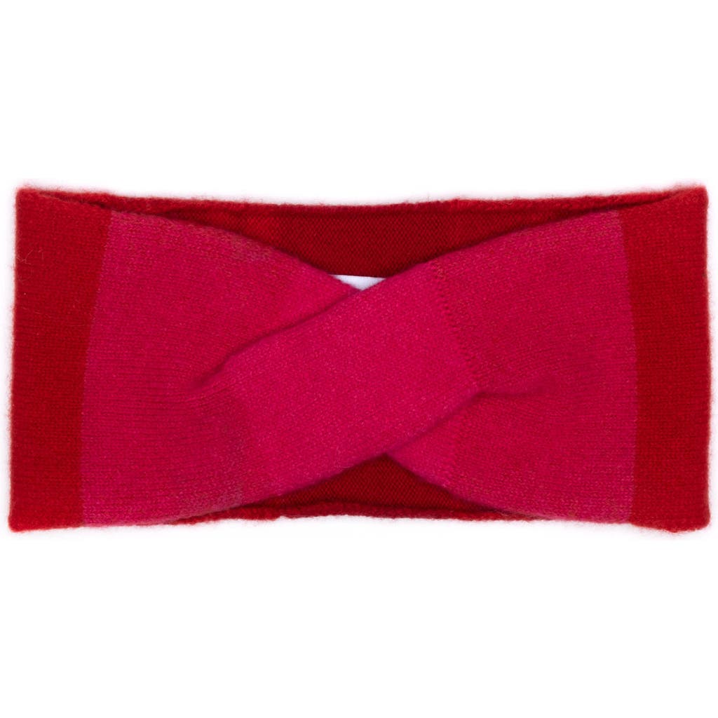 Shop Eugenia Kim Fushia Red Colorblock Cashmere Knit Turban Headband In Fuchsia/red