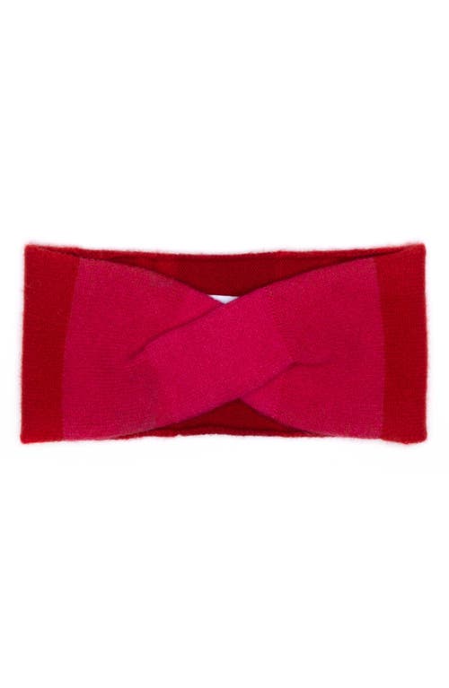 Shop Eugenia Kim Fushia Red Colorblock Cashmere Knit Turban Headband In Fuchsia/red