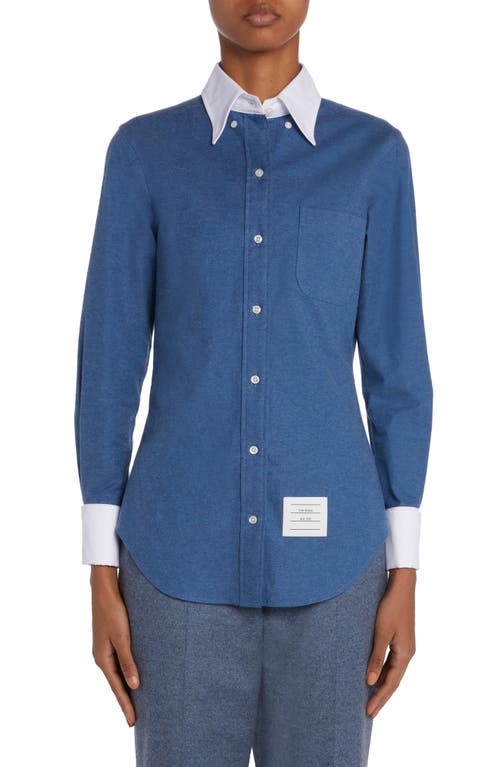 Thom Browne Cotton Button-Down Shirt Deep Blue at Nordstrom, Us