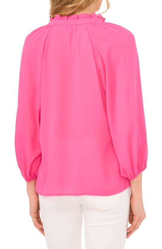Shop Cece Raglan Sleeve Popover Top In Bright Rose Pink