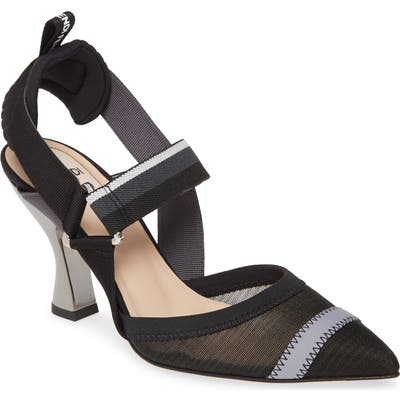 Fendi Colibri Mesh Slingback Pump, Blue