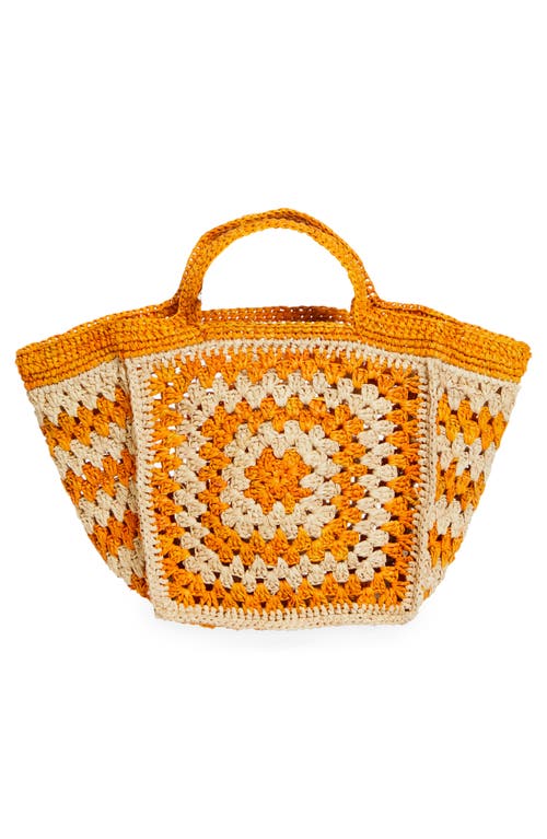 Shop Eilaf Howdah Crochet Raffia Tote In Orange