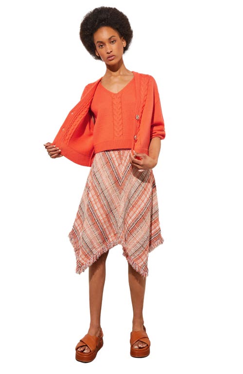 Shop Ming Wang Relaxed Cable Knit Crop Cardigan In Vermillion