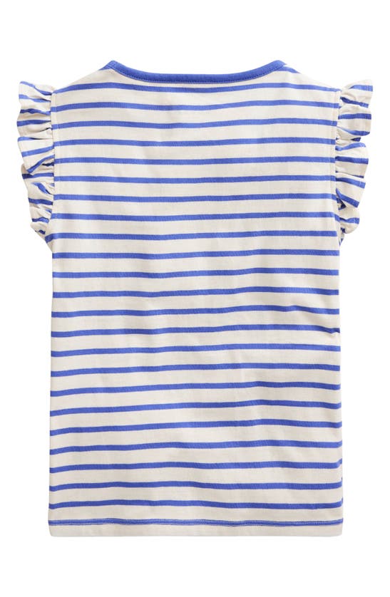 Shop Mini Boden Kids' Appliqué Bee Flutter Sleeve Cotton T-shirt In Wisteria Blue/ Vanilla Pod