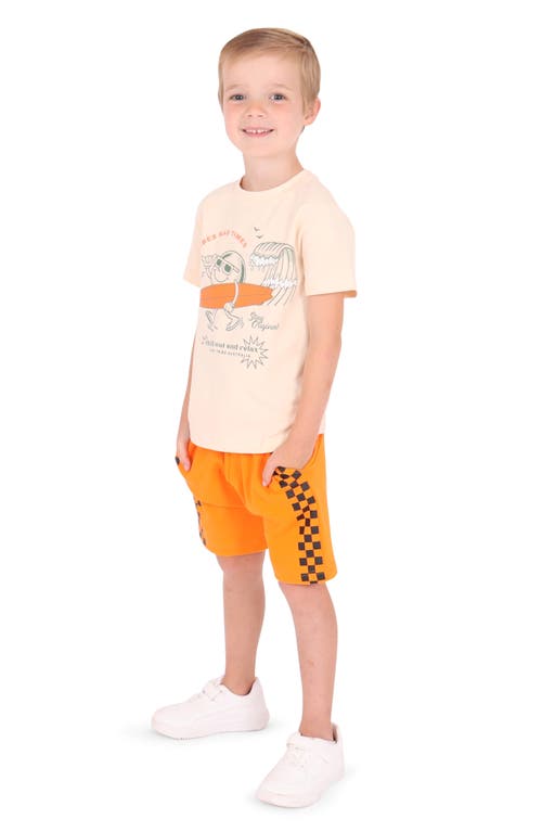 TINY TRIBE Kids' Checkerboard Stripe Shorts Burnt Orange at Nordstrom,