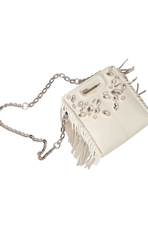 Shop Maje M Mini Leather Bag With Diamantés In White