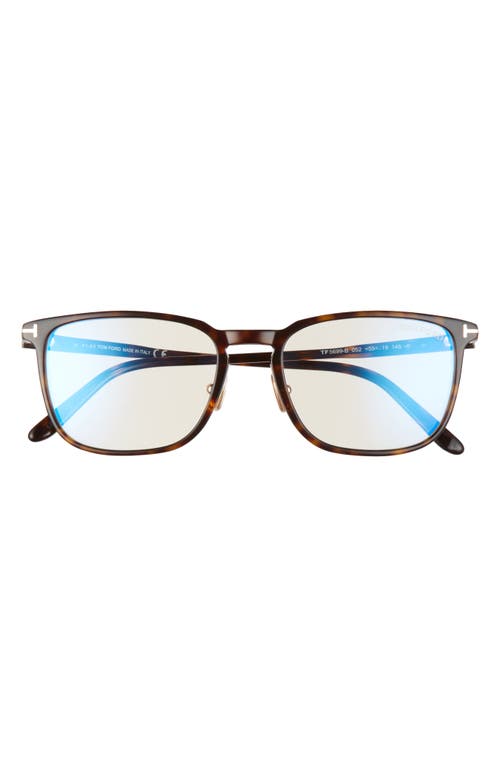 TOM FORD 55mm Square Blue Light Blocking Glasses in Shiny Black/Clear Blue  Block | Smart Closet