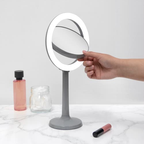 Shop Zadro Hudson Lighted Makeup Mirror With 8x/1x Magnifications & Suction Cup In Gray