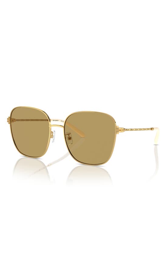 Shop Tory Burch 57mm Square Sunglasses In Gold
