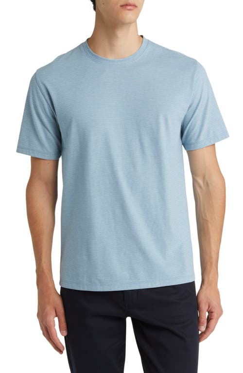 Vince Pinstripe Crewneck T-Shirt in Bone/Blue Line