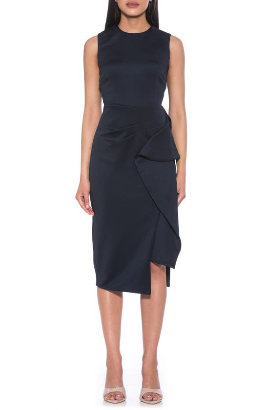 Alexia Admor Valeri Asymmetric Ruffle Cocktail Dress In Navy