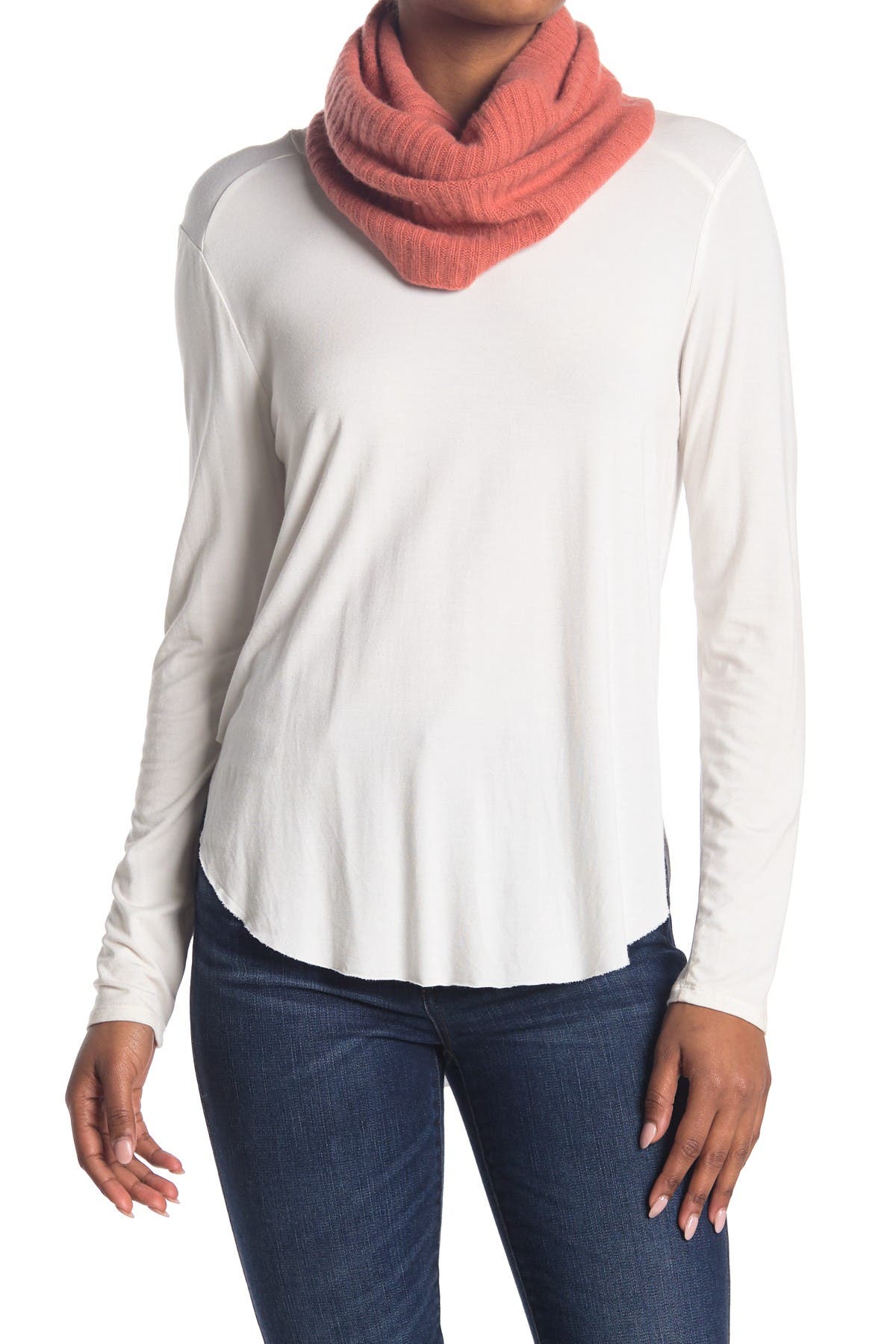 Portolano Cashmere Hood Scarf In Open Pink4