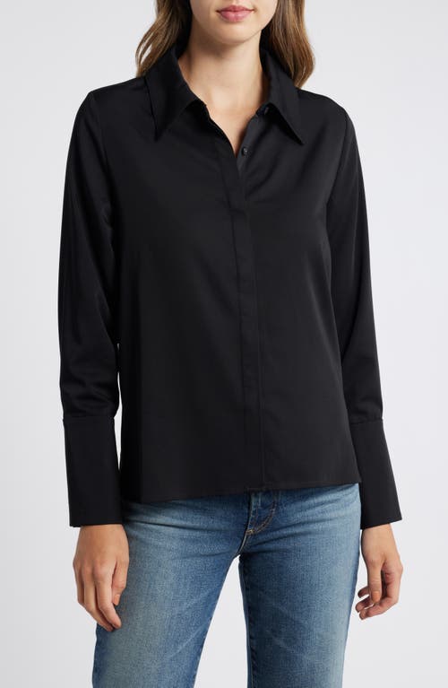 Wit & Wisdom Flare Cuff Button-up Shirt In Black