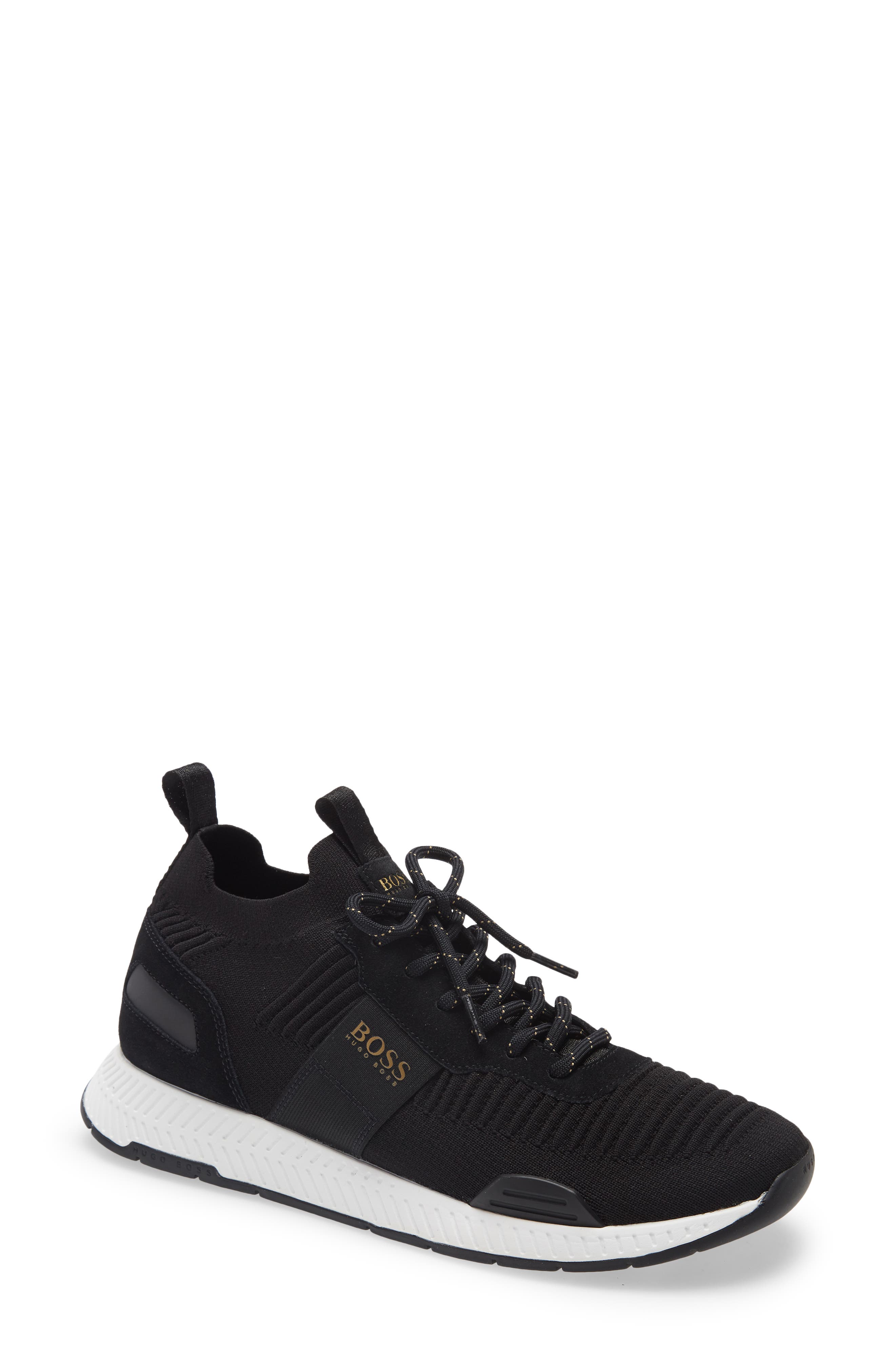 black and white hugo boss trainers