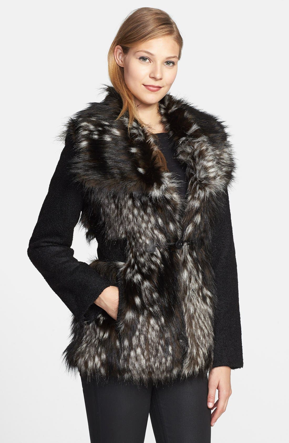 Laundry by Shelli Segal Bouclé & Faux Fur Jacket Nordstrom