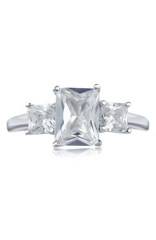 Cz By Kenneth Jay Lane Cz Triple Stone Ring In Clear/silver