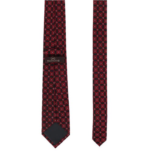 Trafalgar Azzimato Diamond Stately Silk Necktie In Red