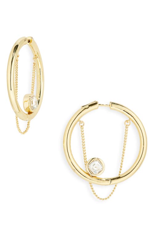 DEMARSON Riley Floating Crystal Earrings in 12K Shiny Gold With Crystal