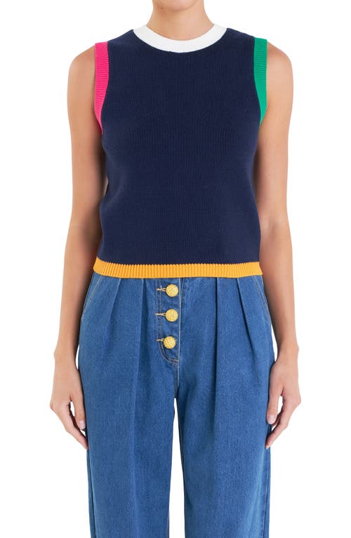 English Factory Colorblock Trim Sweater Vest In Navy Multi
